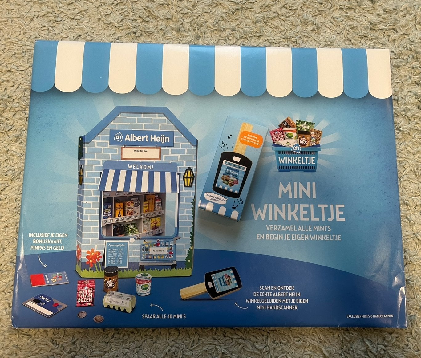 NIEUW, mini winkeltje en handscanner van de Albert Heijn, Albert Heijn, Ophalen of Verzenden