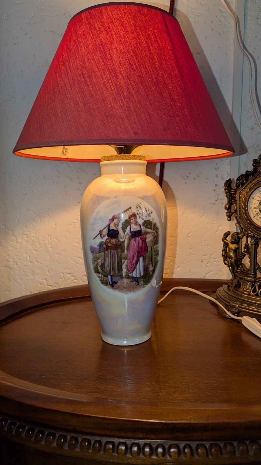 Vintage brocante tafellamp, Huis en Inrichting, Lampen | Tafellampen, Ophalen, Vintage, 47 cm, Zo goed als nieuw