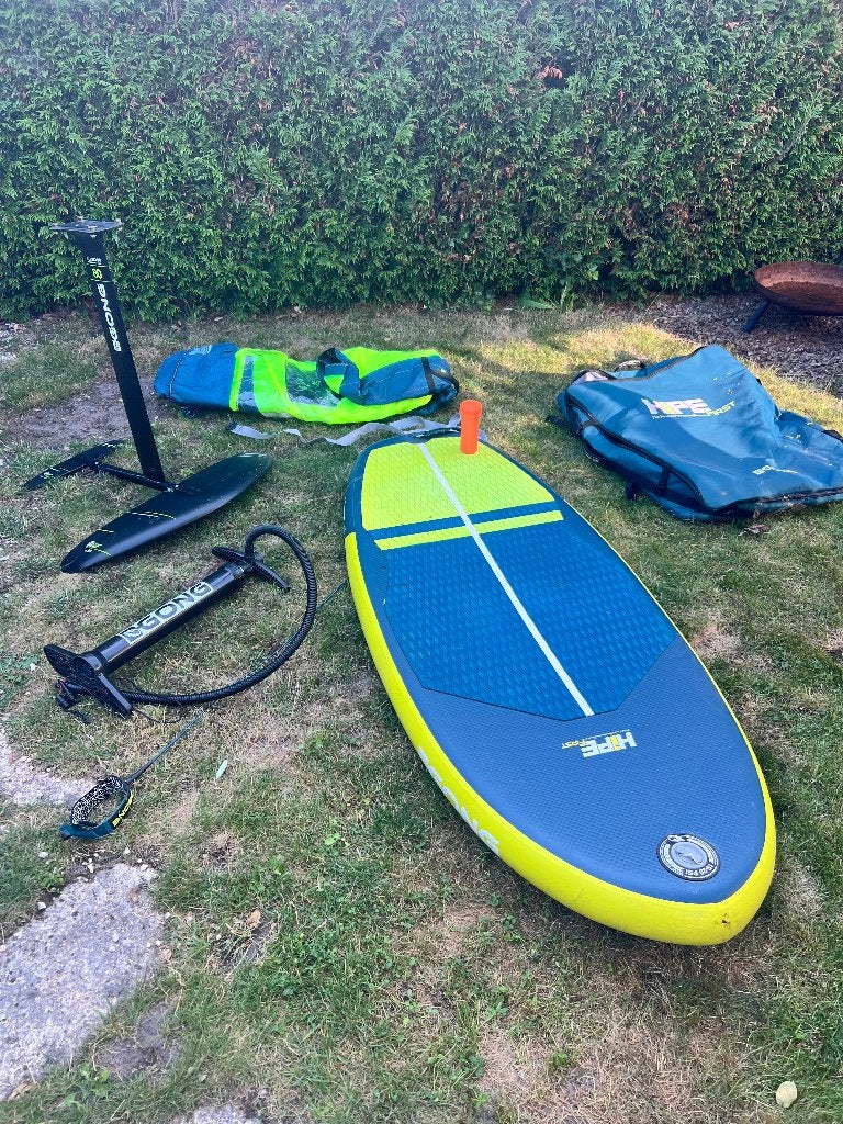Gong wingfoil set - 6,6 inch board (155 liter) + 5m2 wing, Watersport en Boten, Wingsurfen, Ophalen, Gebruikt, Wingsurf-hydrofoil
