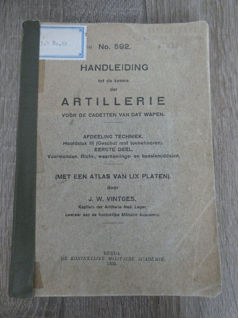 Handleiding Artillerie, afdeling techniek - 1935, Verzamelen, Ophalen of Verzenden, Landmacht, Nederland, Boek of Tijdschrift