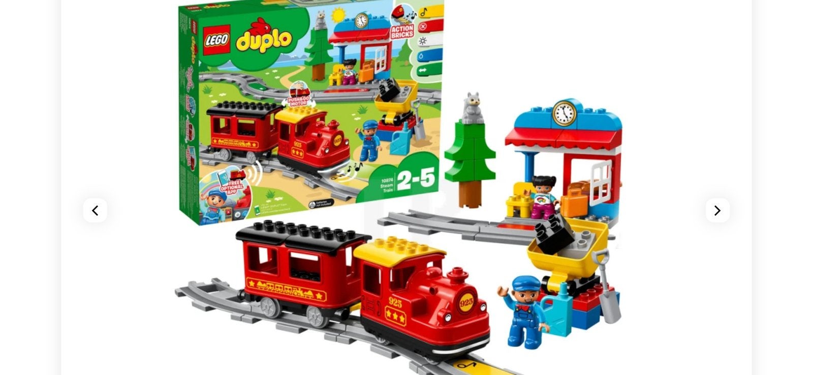 Duplo 10874 stoomtrein plus 10882 treinrails, Ophalen, Zo goed als nieuw, Duplo