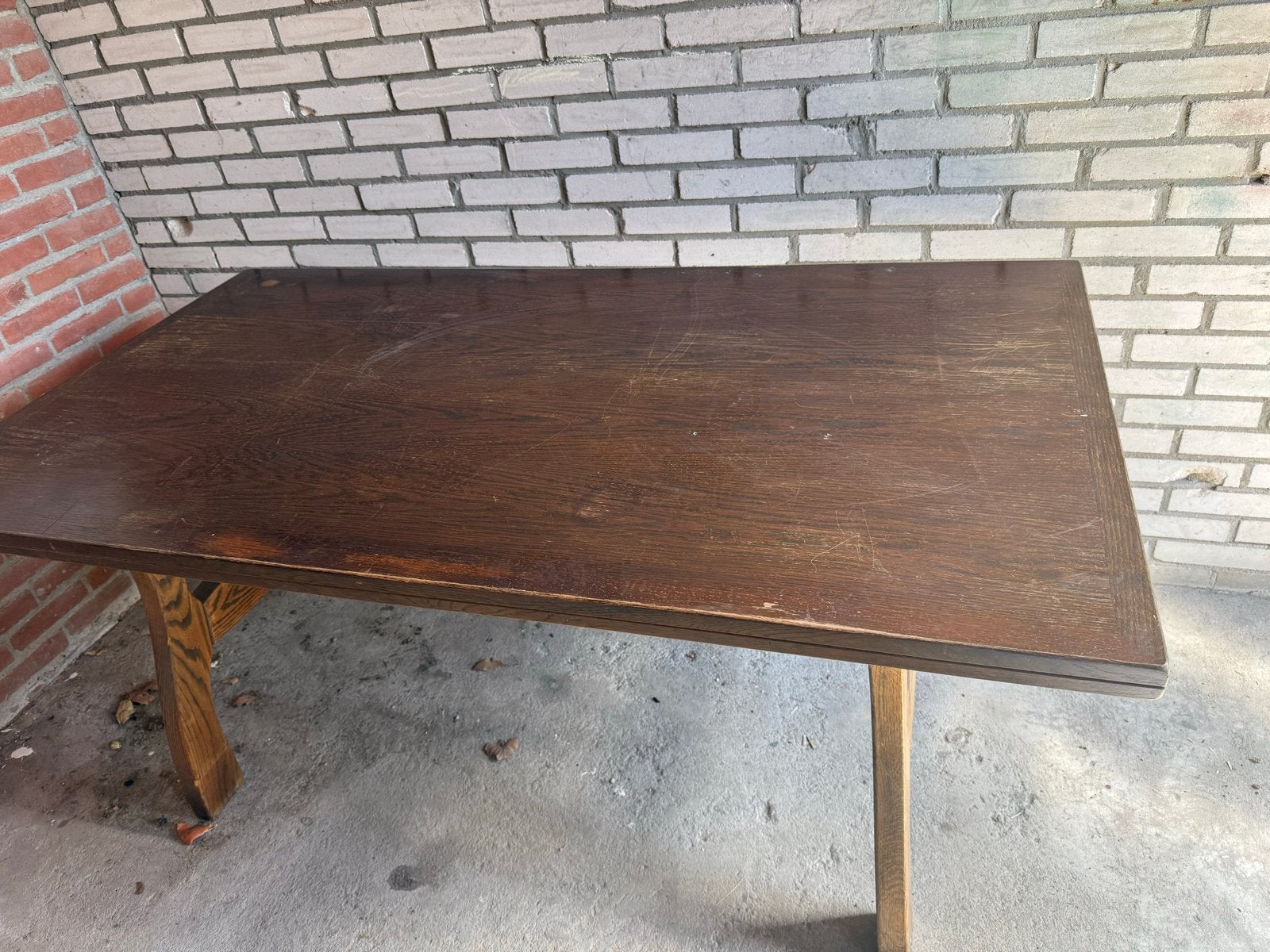 Houten eettafel met drie stoelen, Ophalen, Gebruikt, Rechthoekig, Drie personen