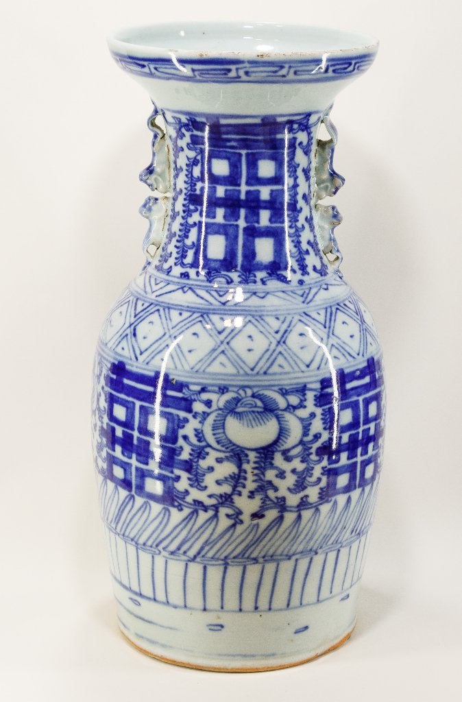 Chinese vaas blauw-wit 41,5cm, Ophalen of Verzenden