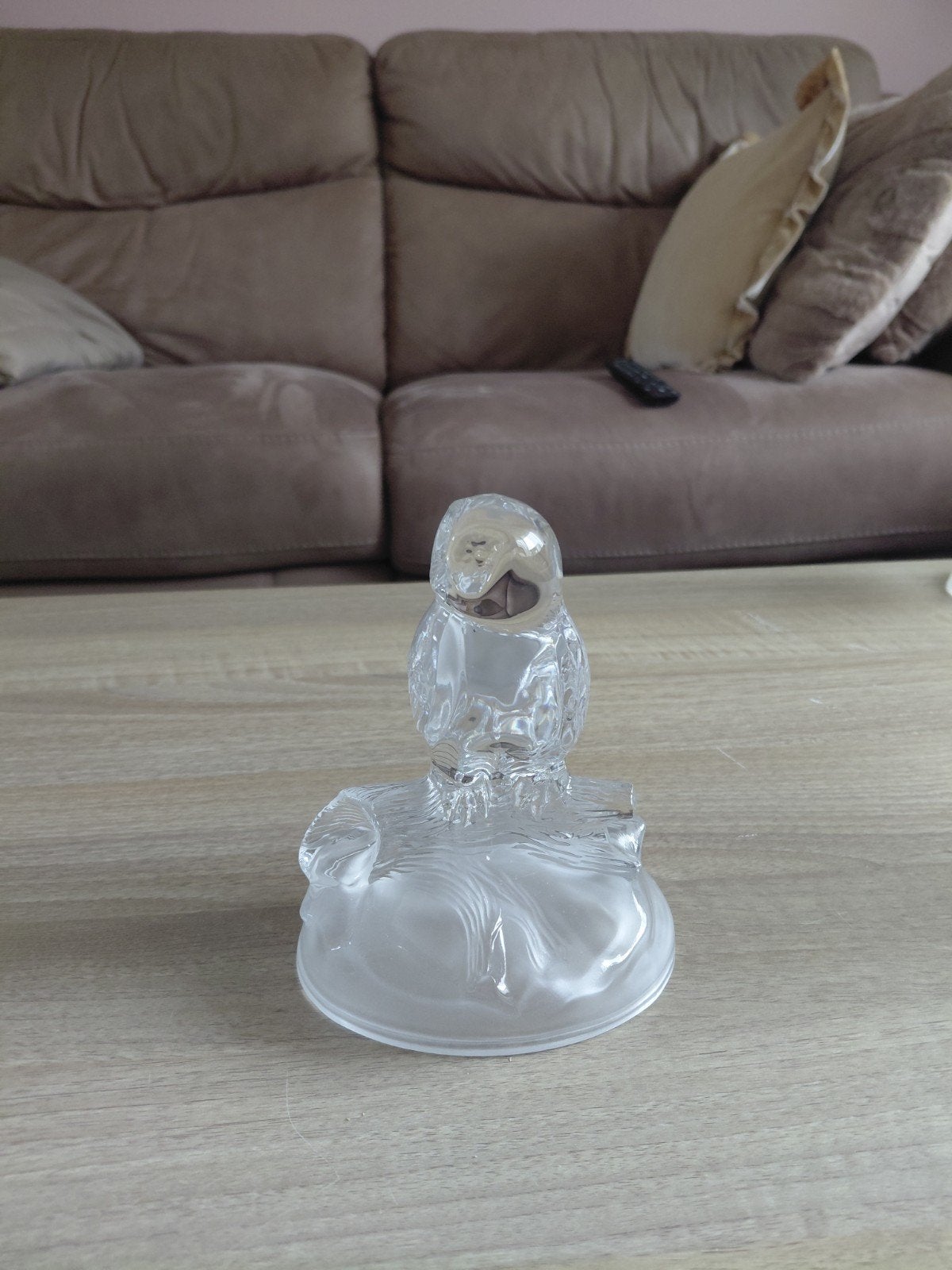 Glazen Uil Decoratie - Kristalhelder met Frosted Basis, Ophalen of Verzenden