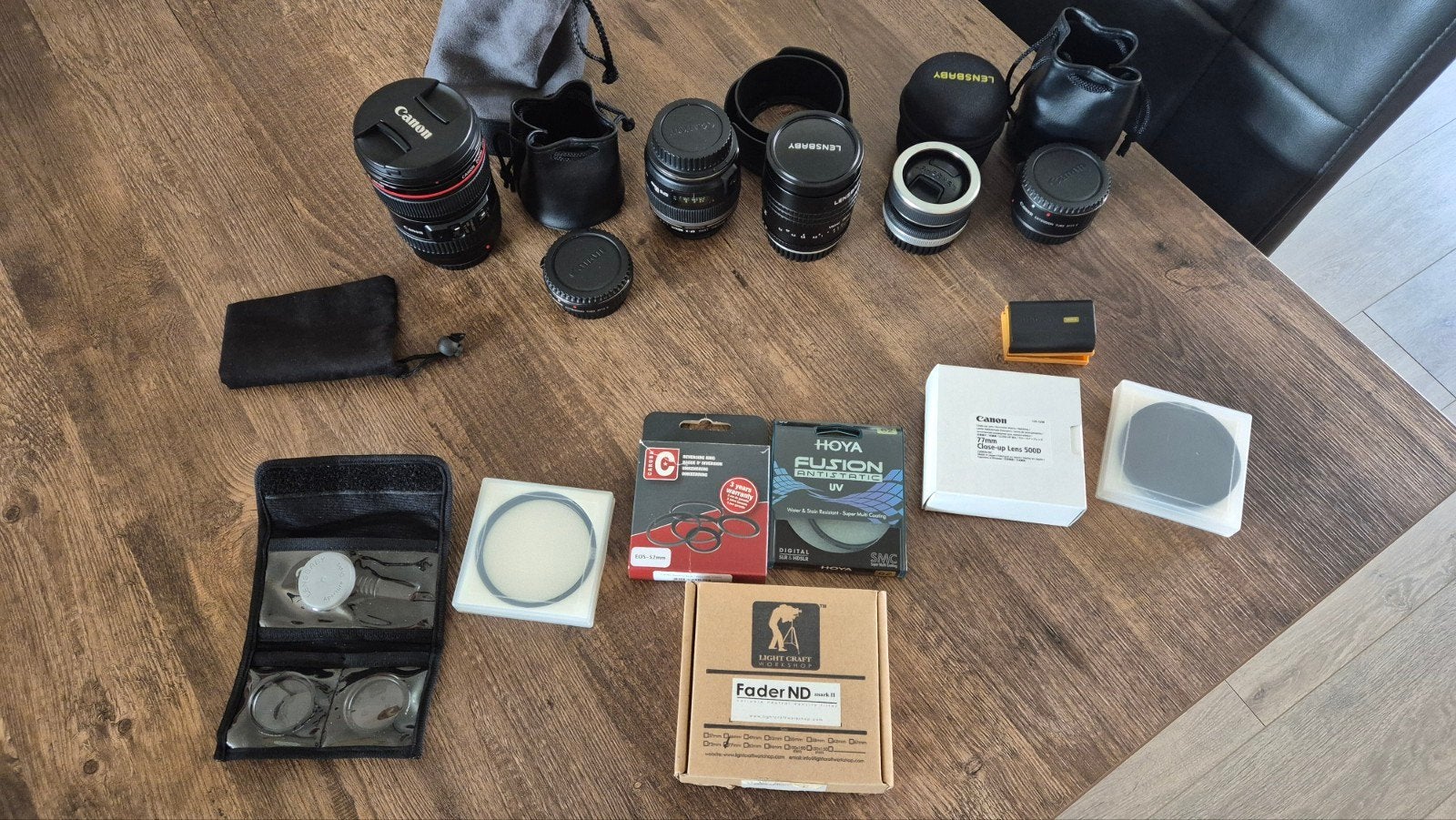 Grote set Canon lenzen & fotofilters (L-serie, Lens baby), Ophalen, Canon, ND-filter, Zo goed als nieuw