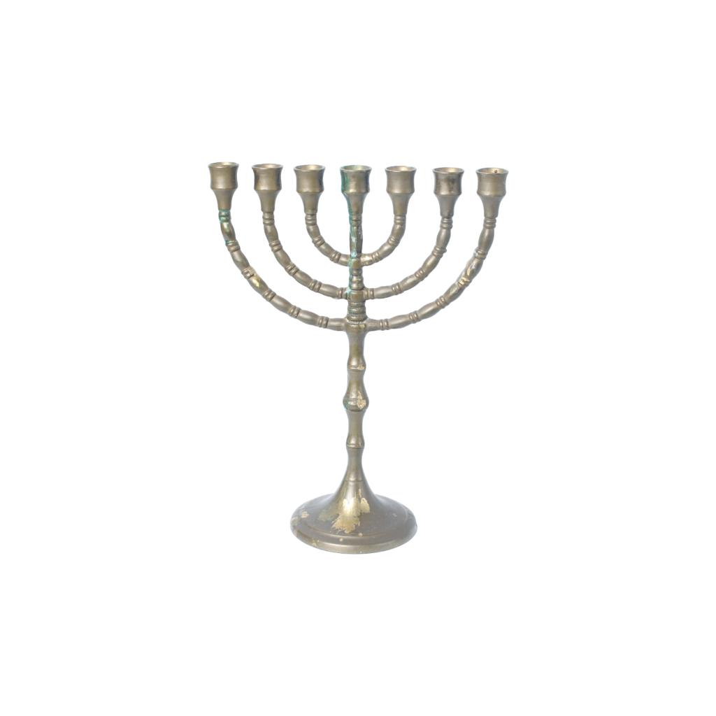 Vintage messing menora – 7-armig – Israël – ca. 1950, Antiek en Kunst, Antiek | Religie, Ophalen of Verzenden