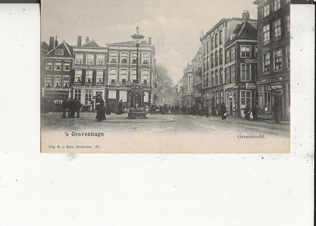 Den Haag Groenmarkt met dorpspomp NJ Boon, Ophalen of Verzenden, Voor 1920, Ongelopen, Zuid-Holland