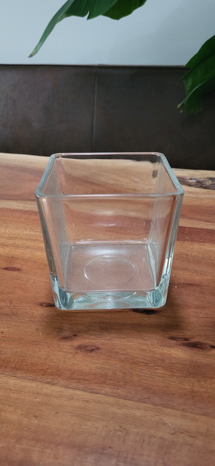 Glazen vierkante vaas/potje, Ophalen of Verzenden, Zo goed als nieuw, Glas, Modern