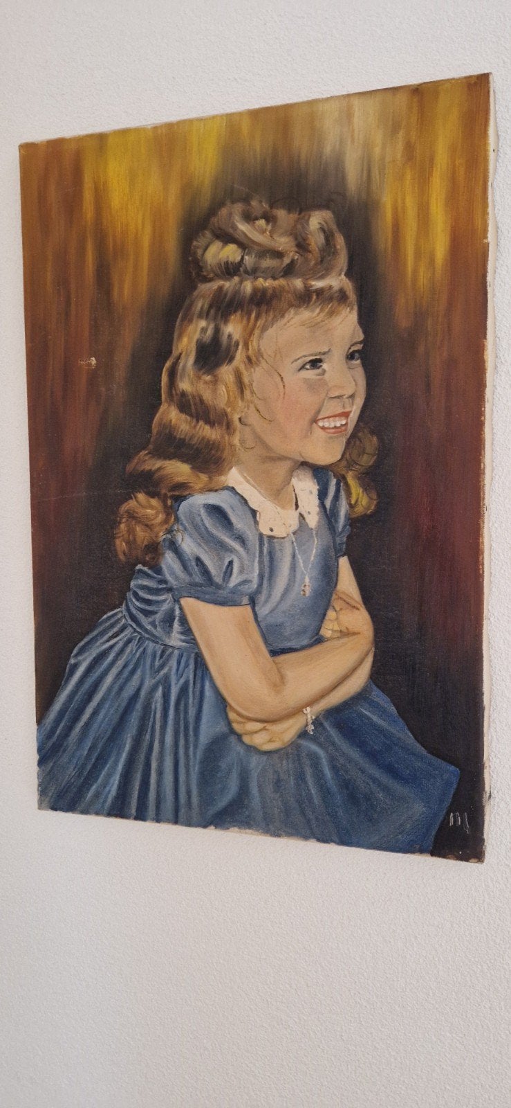 Olieverfschilderij Portret Meisje 60x40 cm, Antiek en Kunst, Ophalen