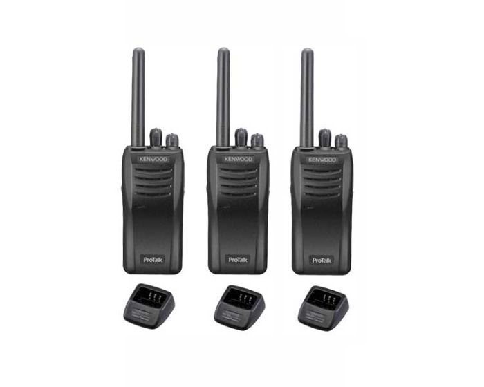 Kenwood ProTalk KSC-35S Portofoons Set van 3 met Opladers, Ophalen of Verzenden, Gebruikt, 2 to 5 km, Portofoon of Walkie-talkie