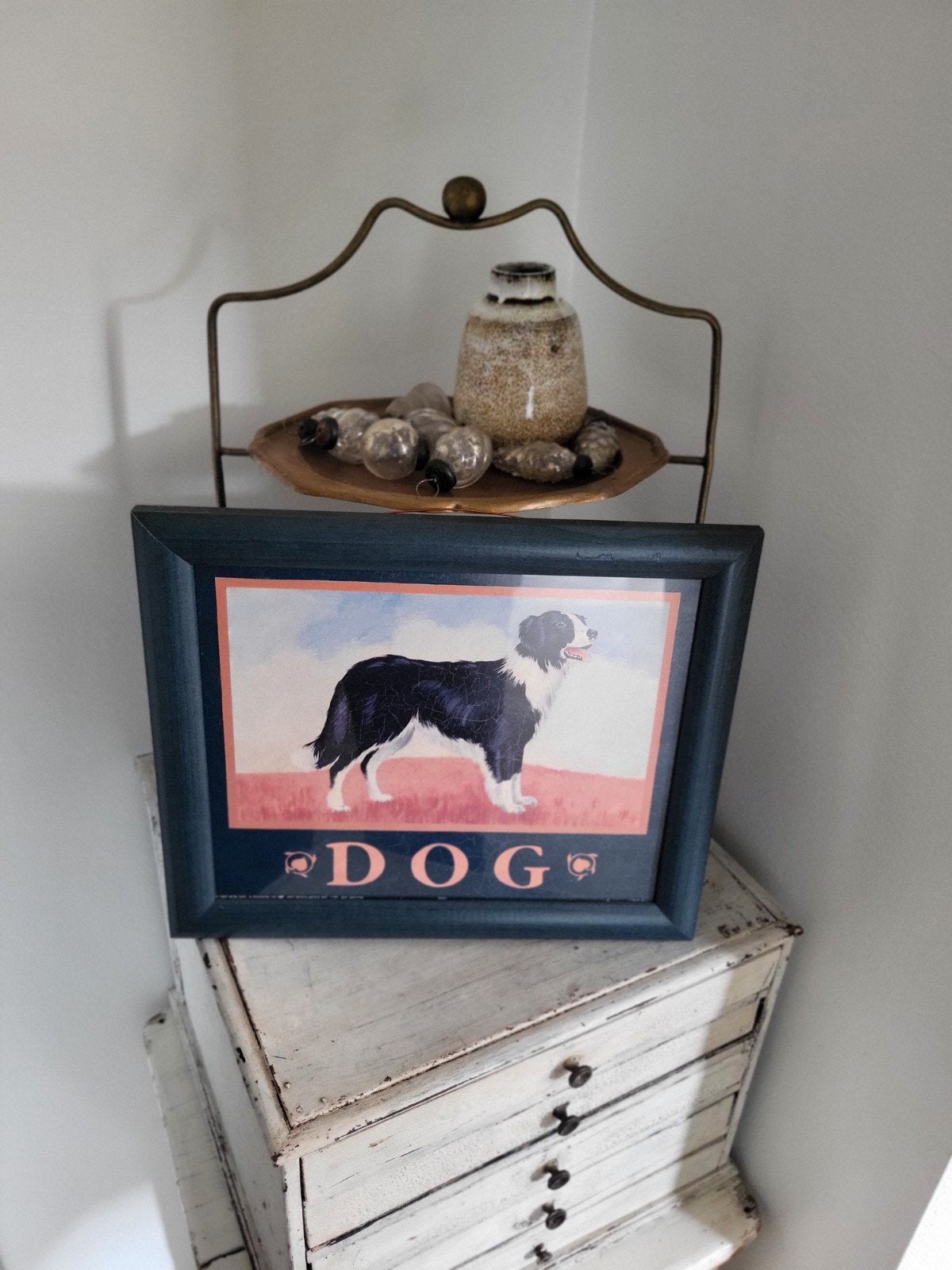 Koopje Ingelijste print van een Border Collie, Minder dan 50 cm, Gebruikt, Ophalen of Verzenden, Print