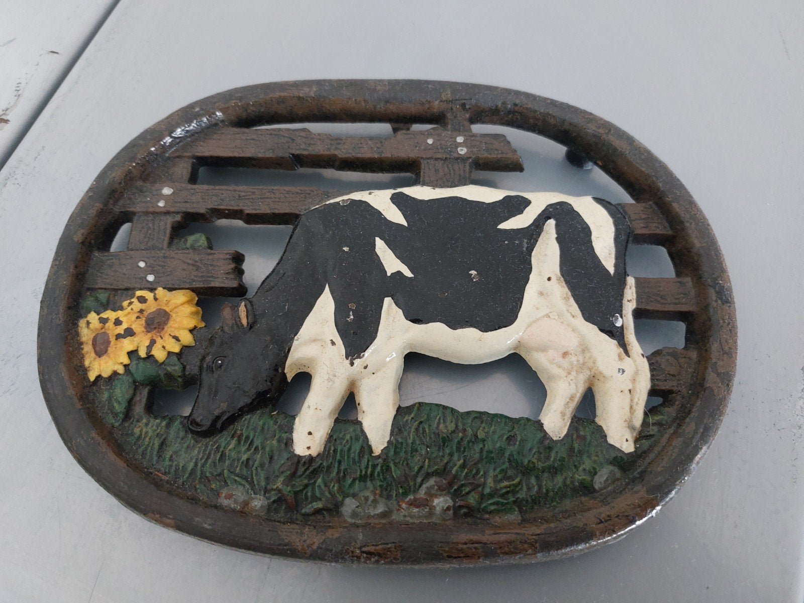 Gietijzeren Onderzetter Koe - 20x14cm, Ophalen