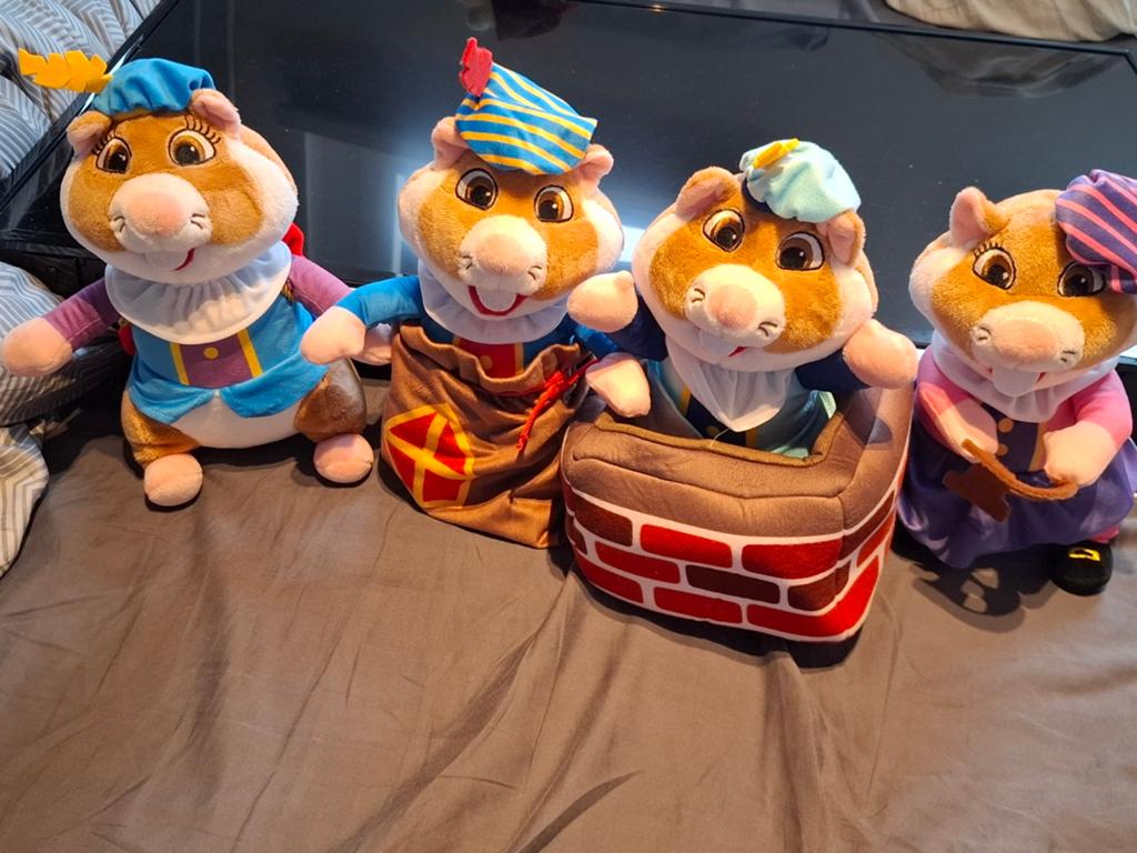 Hamster Pieten Knuffels - Complete Set van 4, Overige merken, Overige karakters, Hamster, Ophalen of Verzenden