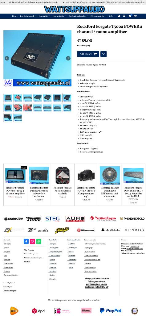 Rockford Fosgate T3002 POWER 2 kanaals / mono versterker, Auto diversen, Autospeakers, Gebruikt, Audio-design, Am Breilingsweg 3, 76709 Kronau, Duitsland