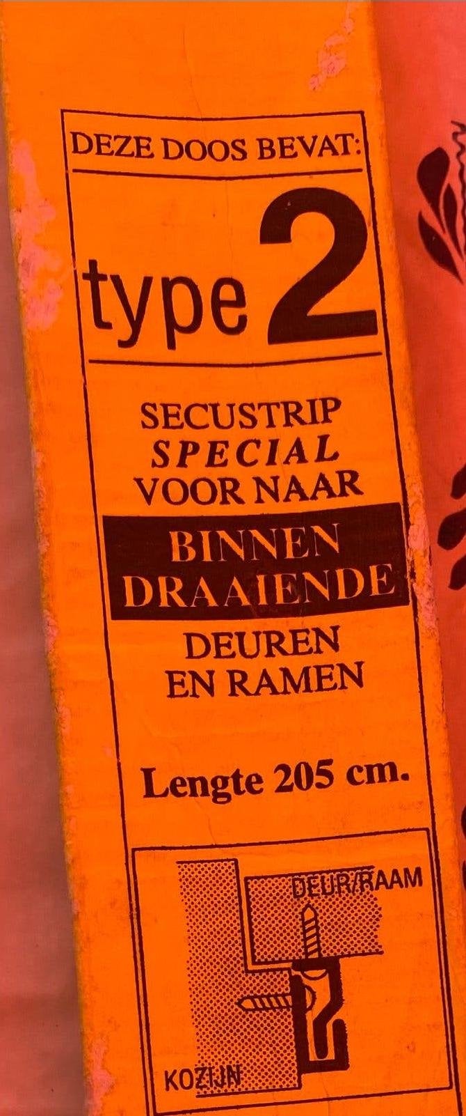 Secu Strip voor naar binnen draaiende deuren, bv. Voordeur, Ophalen, Nieuw, IJzer, Overige typen