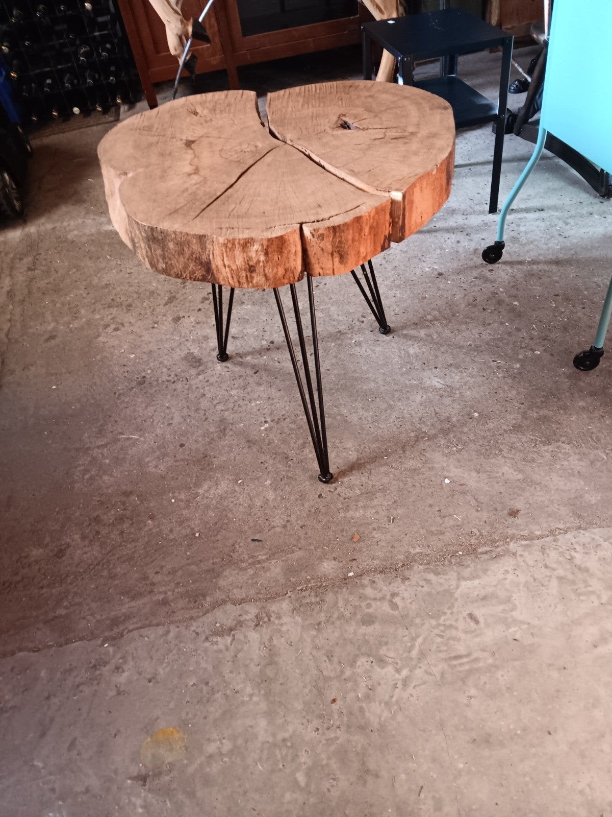 Boomstam tafeltje. Salon tafeltje. Bijzettafeltje, Ophalen, Zo goed als nieuw, Rond, 50 tot 100 cm