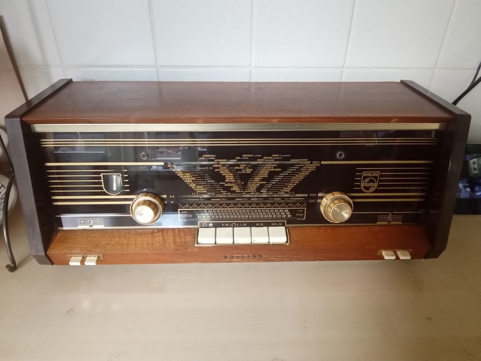 Vintage Philips buizenradio - Werkende staat, Ophalen, Gebruikt, Radio