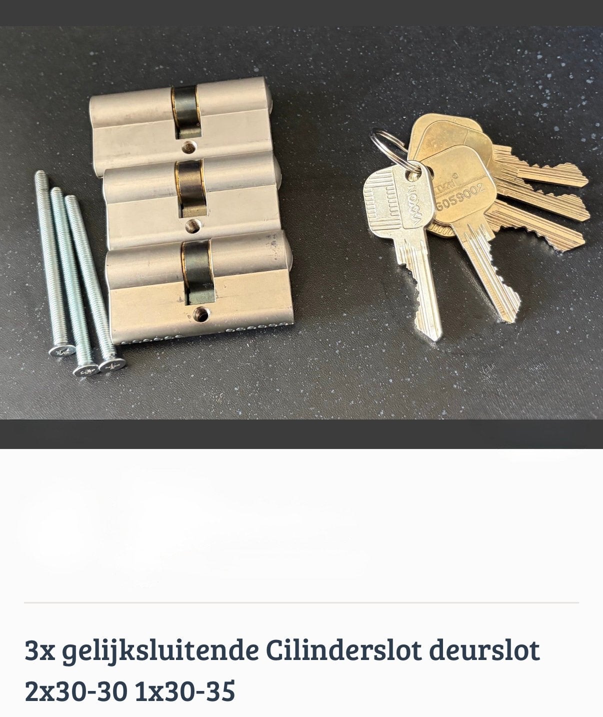 3x gelijksluitende Cilinderslot deurslot 2x30-30 1x30-35, Ophalen of Verzenden, Zo goed als nieuw, Slot