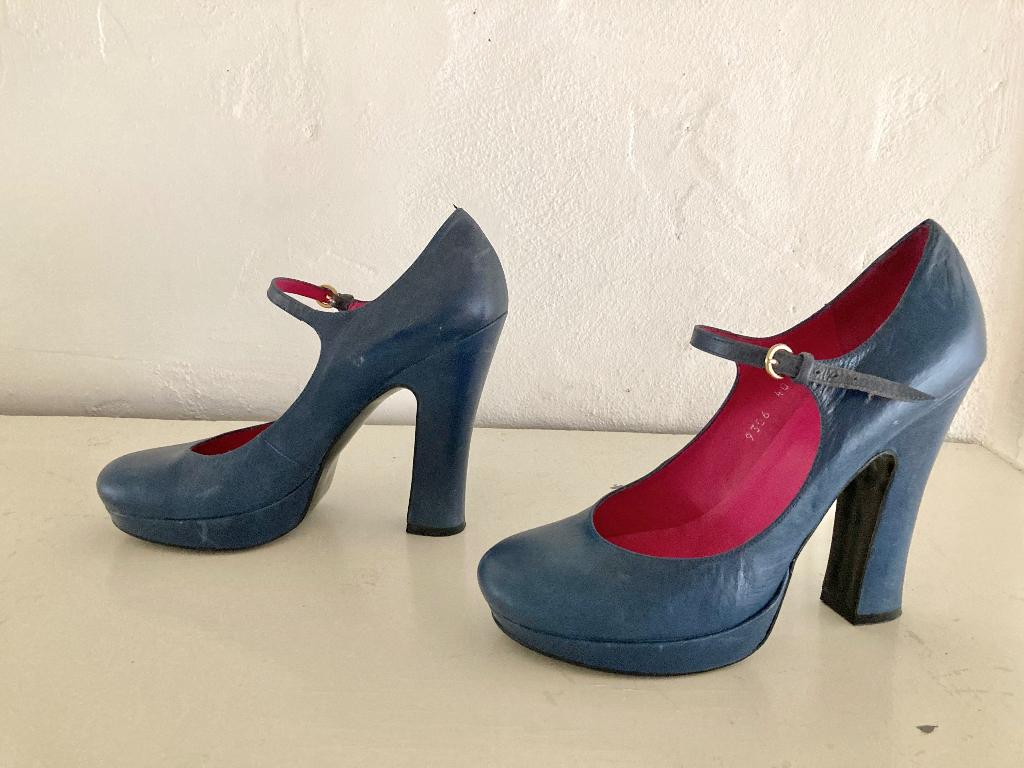 vintage mary jane plateau pumps hoge hakken, maat 40, blauw, Kleding | Dames, Schoenen, Blauw, Ophalen of Verzenden, Zo goed als nieuw