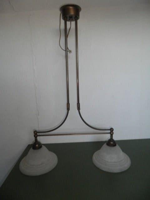 Hanglamp ., Ophalen, Zo goed als nieuw, Glas, Messing