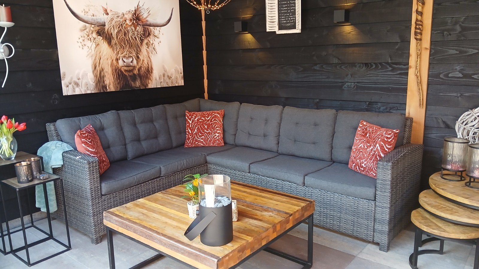 Hoekbank / loungebank - 1.95m x 2.50m - Zo goed als nieuw, Ophalen, Zo goed als nieuw, Bank