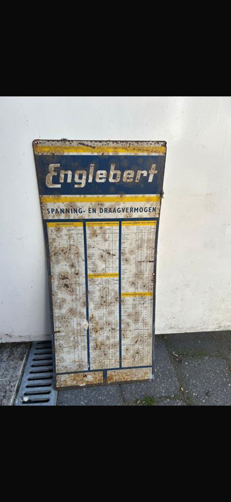 Bandenspanning bord Englebert, Ophalen, Zo goed als nieuw, Reclamebord