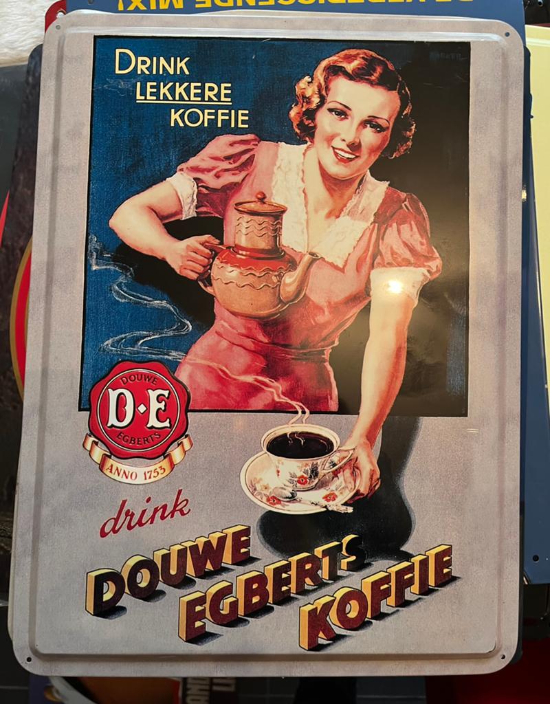 Vintage Douwe Egberts Koffie Bord Blik, Ophalen of Verzenden, Gebruikt, Reclamebord