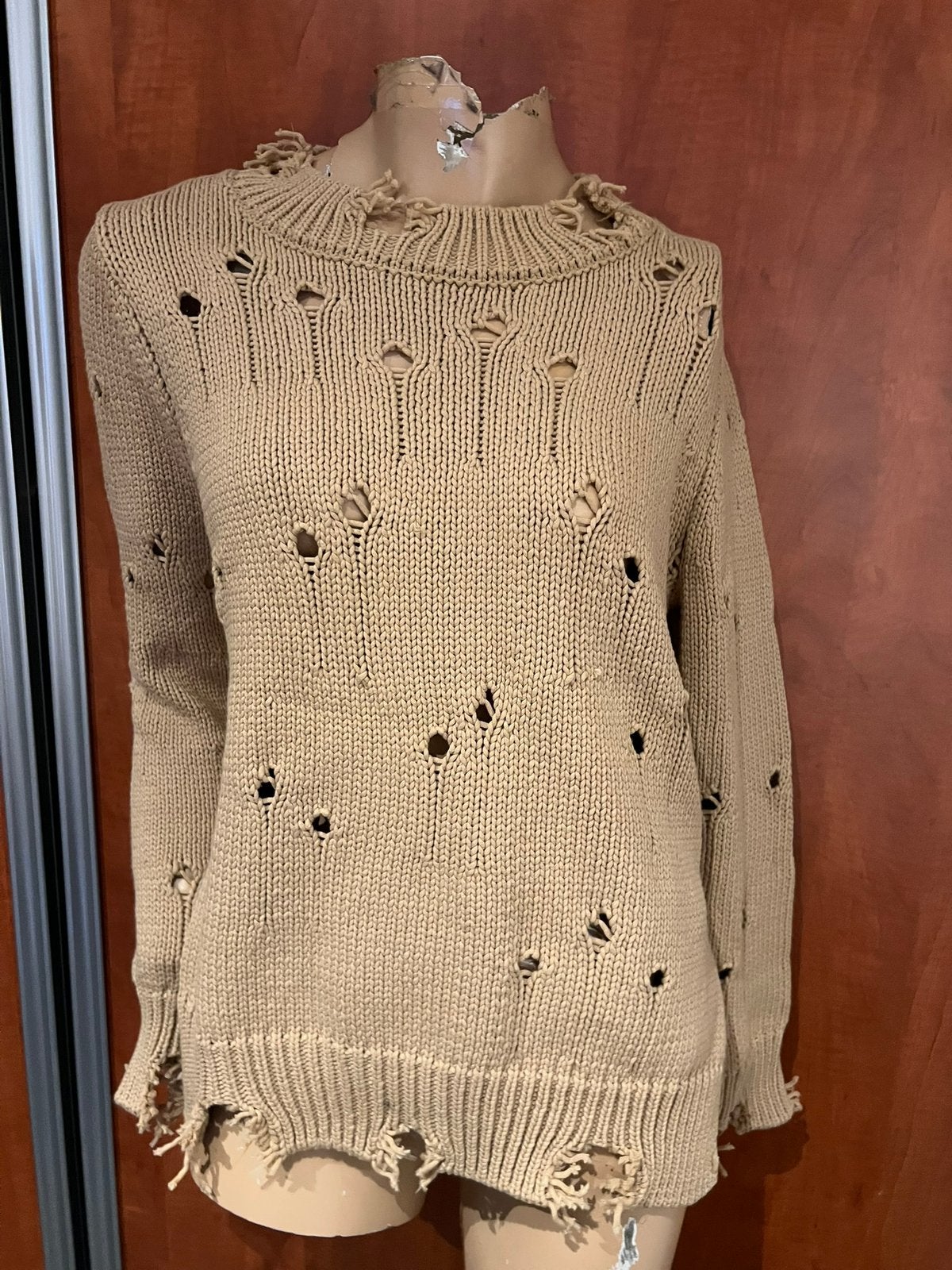 ZARA trui met gaten maat m zgan, Maat 38/40 (M), Bruin, Zara, Ophalen of Verzenden