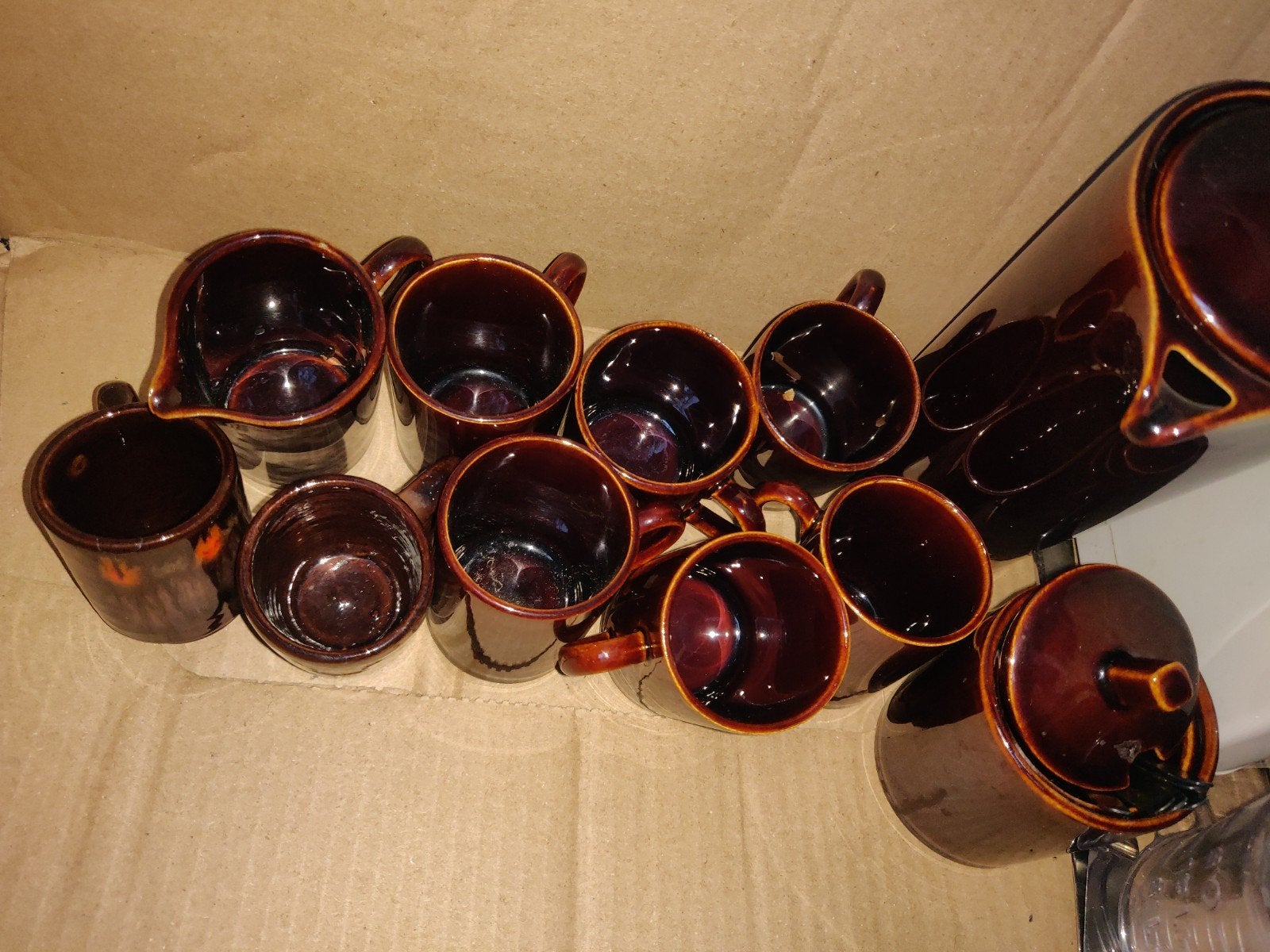 Vintage Koffieset - Bruin Keramiek, Ophalen, Gebruikt, Keramiek, Vintage