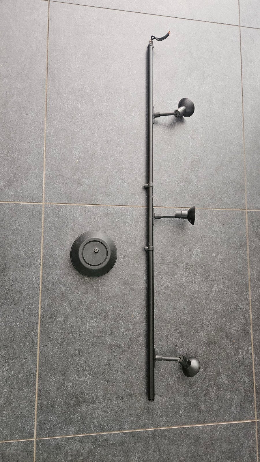 Zwarte railspot met 3 halogeen spots, Huis en Inrichting, Lampen | Spots, Halogeen, Gebruikt, GU10, Ophalen of Verzenden