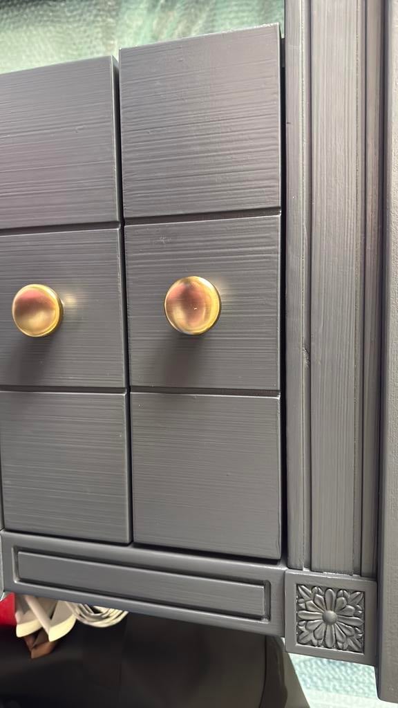 Bourbon bureau (vintage look, leisteen grijs), Huis en Inrichting, Bureaus, Ophalen, Gebruikt