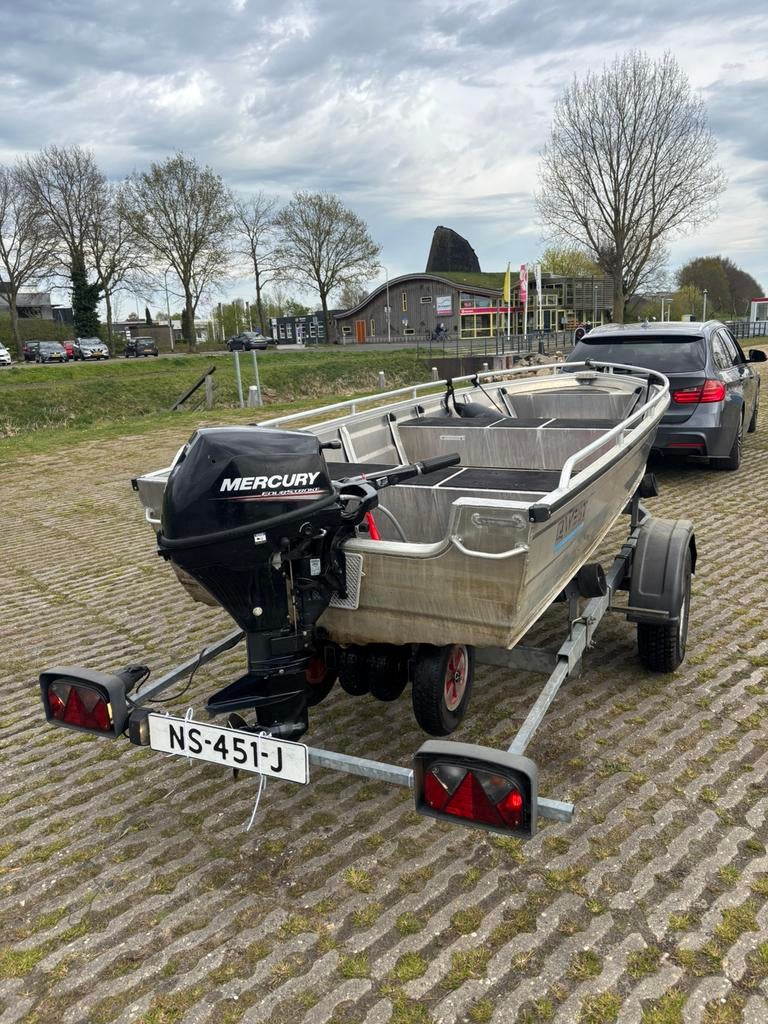 Mooie complete aluminium motorboot met 8 pk Mercury, Ophalen, Aluminium, Zo goed als nieuw, Minder dan 70 pk