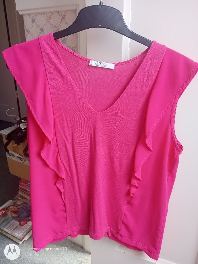 Leuk fraise Mango bloesje, Kleding | Dames, Blouses en Tunieken, Maat 38/40 (M), Mango, Paars, Nieuw