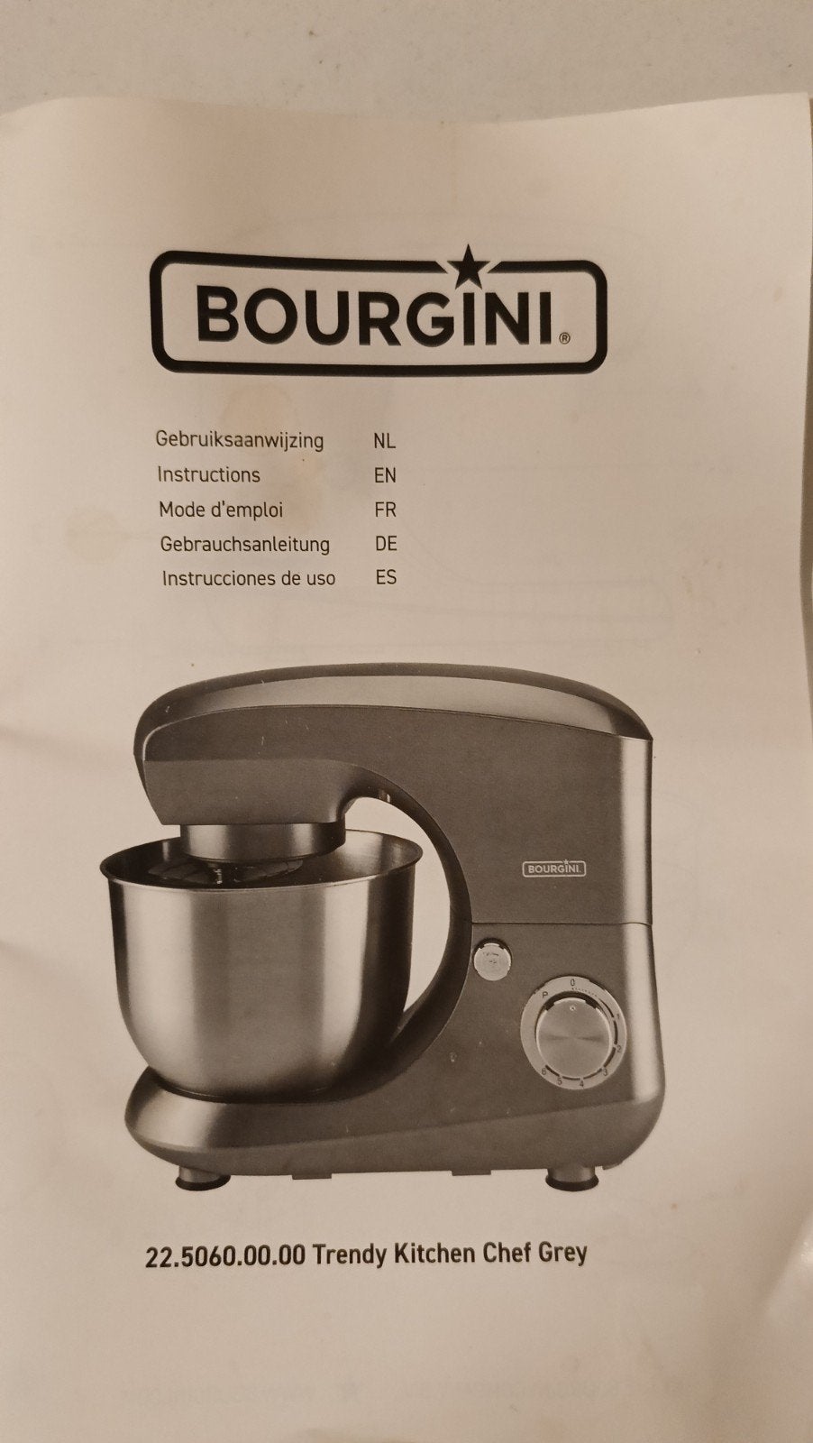 Bourgini Trendy Kitchen Chef Grey Keukenmachine, 3 tot 4 liter, Ophalen, Zo goed als nieuw, 3 snelheden of meer
