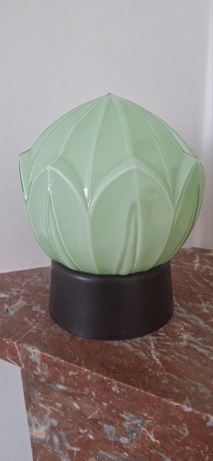 Vintage Art Deco Plafondlamp Groen Glas, Ophalen of Verzenden