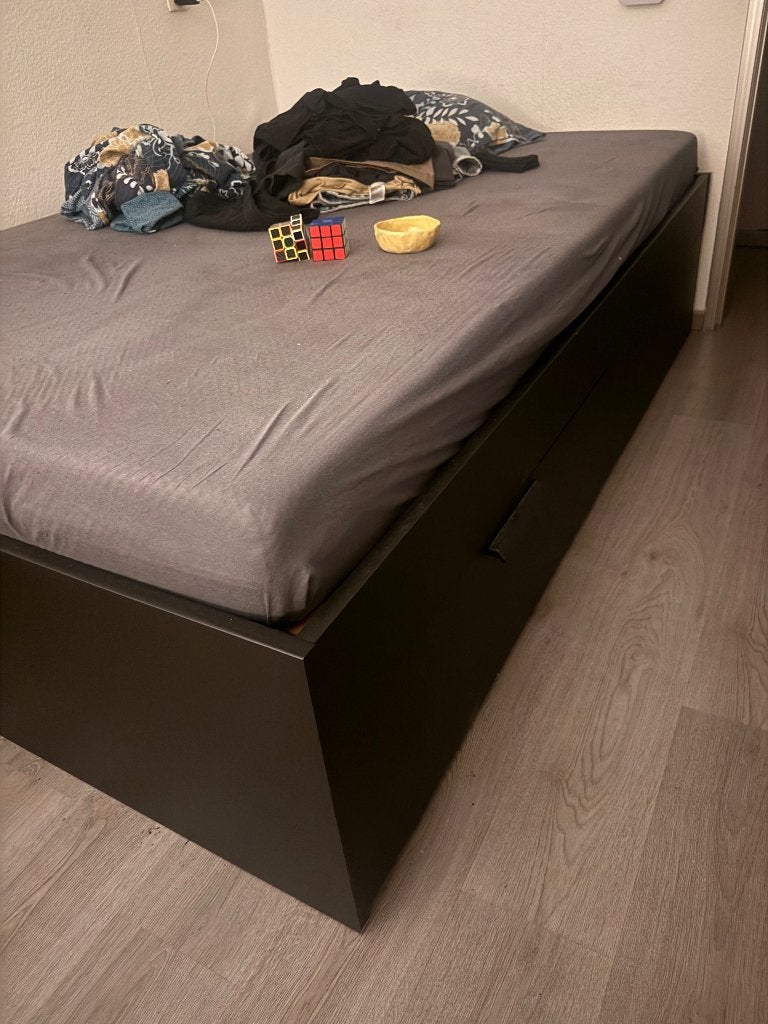 ikea bed fram 140x200, Ophalen, Zwart, Tweepersoons, 140 cm