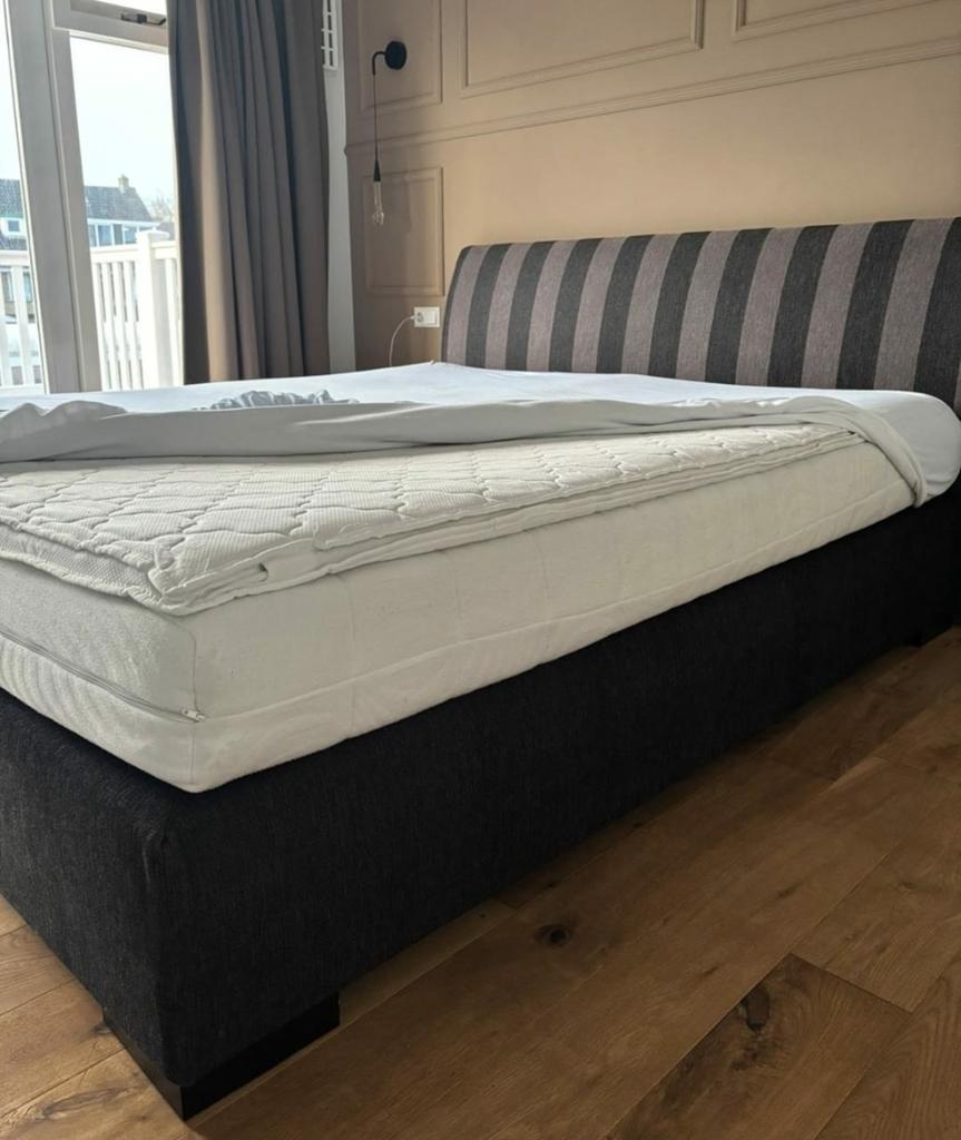 Bezorging is mogelijk 180x210 complete boxspring bed, Gebruikt, 210 cm, Tweepersoons, Ophalen of Verzenden