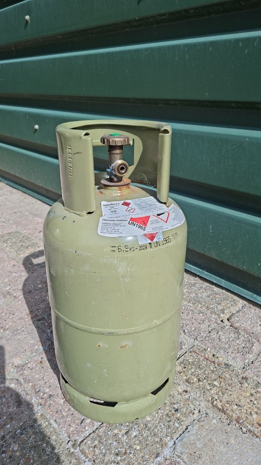 Benegaz gasfles groen, 90% vol., Caravans en Kamperen, Ophalen, Zo goed als nieuw