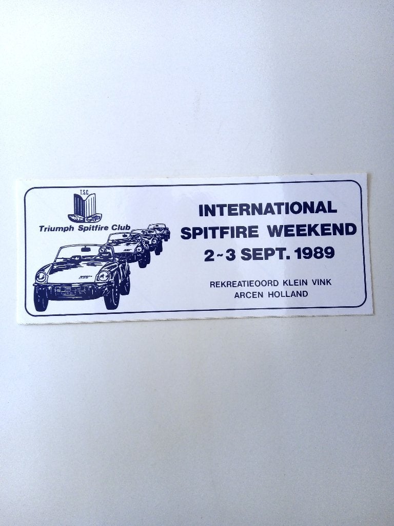 Triumph Spitfire Club Sticker - International Weekend 1989, Ophalen of Verzenden