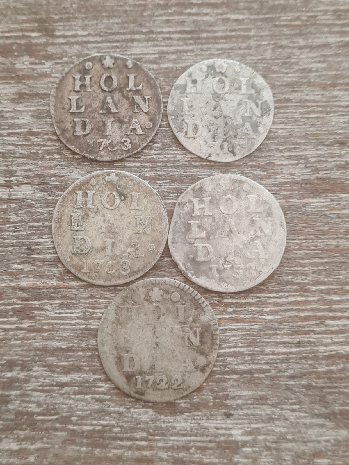 Set 5x zilveren 2-stuiverstukken Hollandia, Ophalen of Verzenden, Vóór koninkrijk