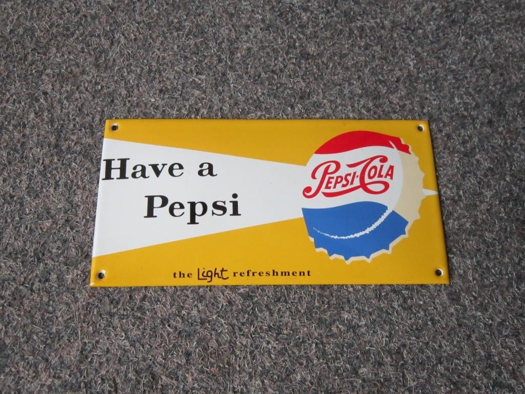 PEPSI COLA EMAILLE RECLAMEBORD, Verzamelen, Merken en Reclamevoorwerpen, Ophalen, Zo goed als nieuw, Reclamebord