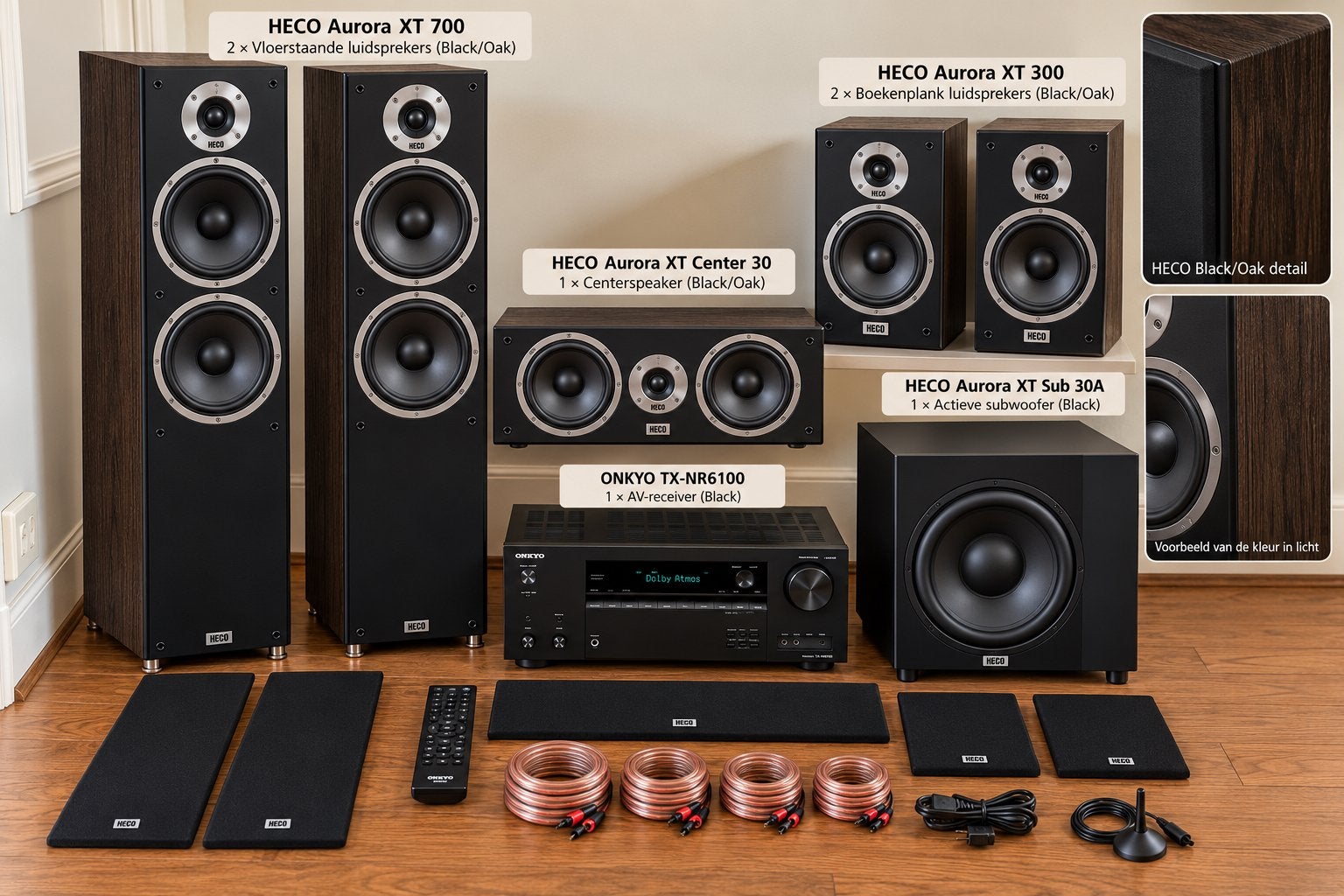 Complete HECO Aurora XT 5.1 + Onkyo TX-NR6100 – NIEUW, Audio, Tv en Foto, Nieuw, Surroundset, Ophalen, 150 watt of meer
