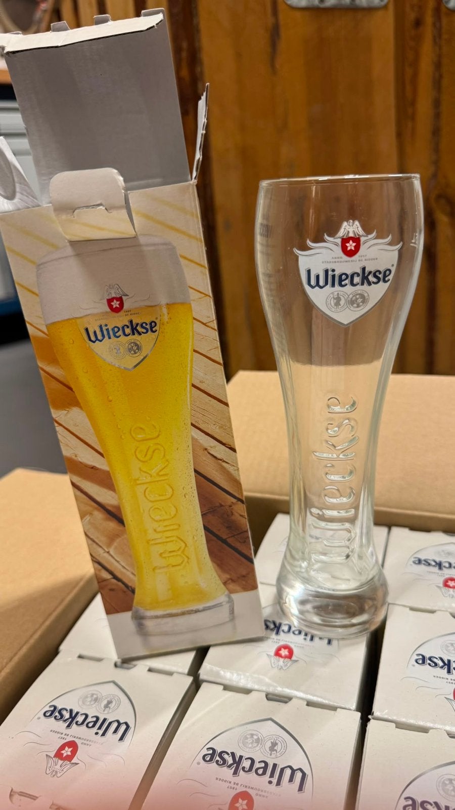 Wieckse Witte Bierglazen 25cl - Nieuw in Doos, Ophalen, Nieuw, Bierglas