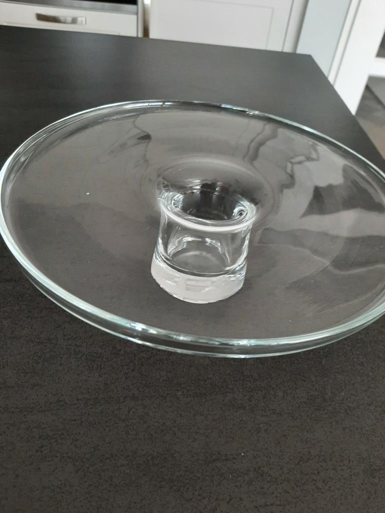 Taart plateau van glas op voet 24 cm, Ophalen, Schaal, Rond, Nieuw