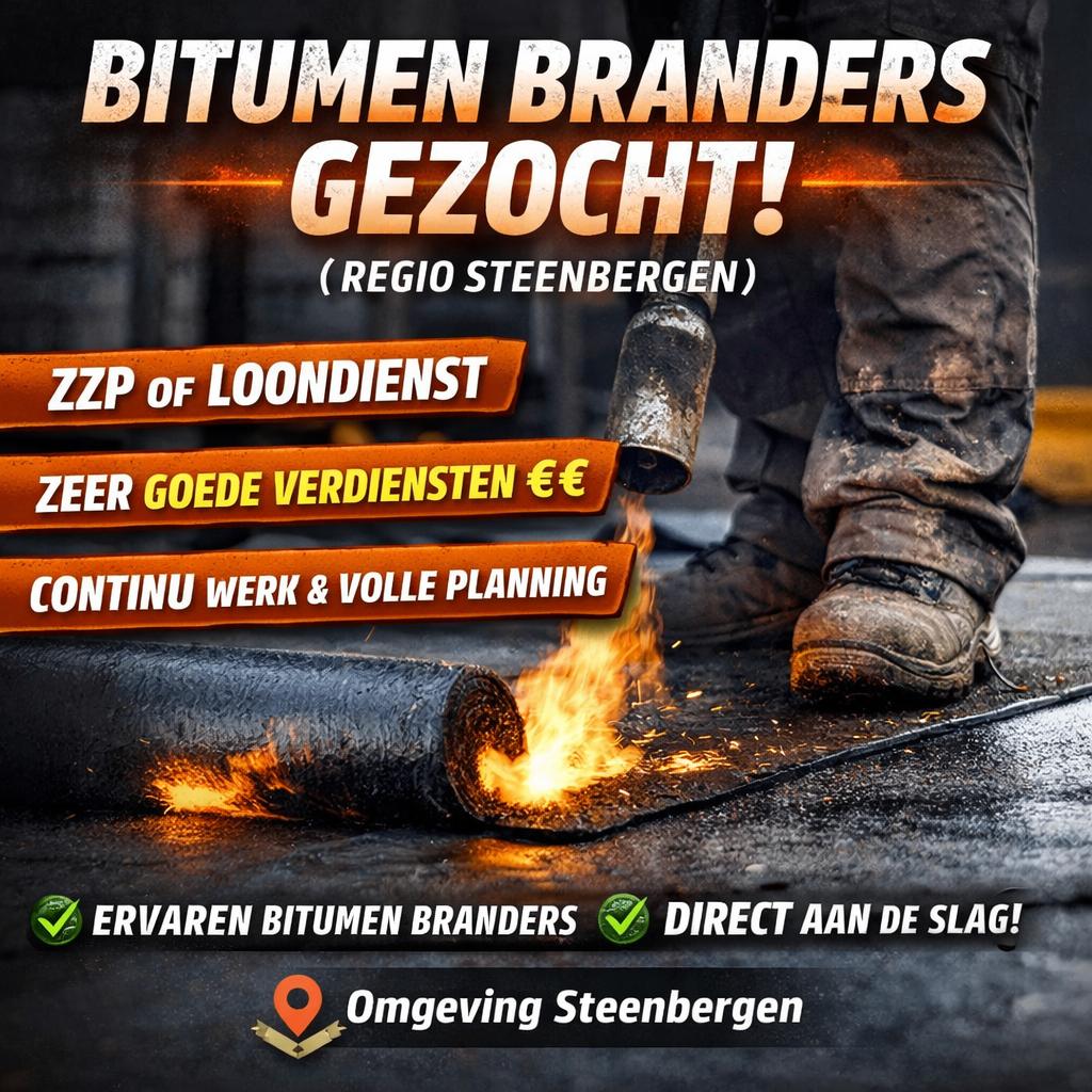 Bitumen Branders Gezocht! (Regio Steenbergen) Noord Brabant, Vacatures, 33 - 40 uur, Overige niveaus, Starter, Overige vormen