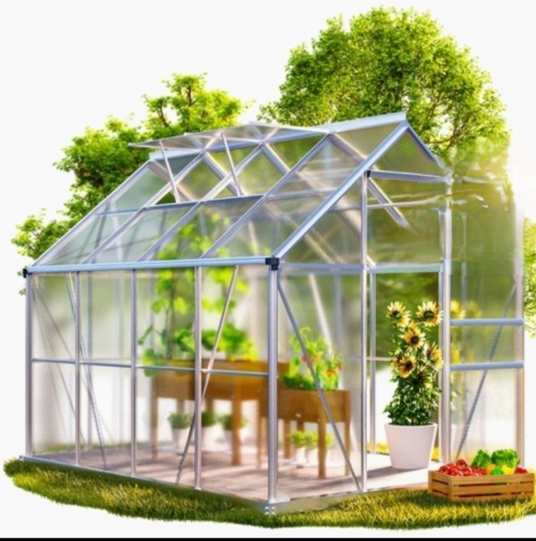 Ruime Kweekkas met Dakramen en Schuifdeur, Polycarbonaat, Verzenden, Aluminium, Kweekkas