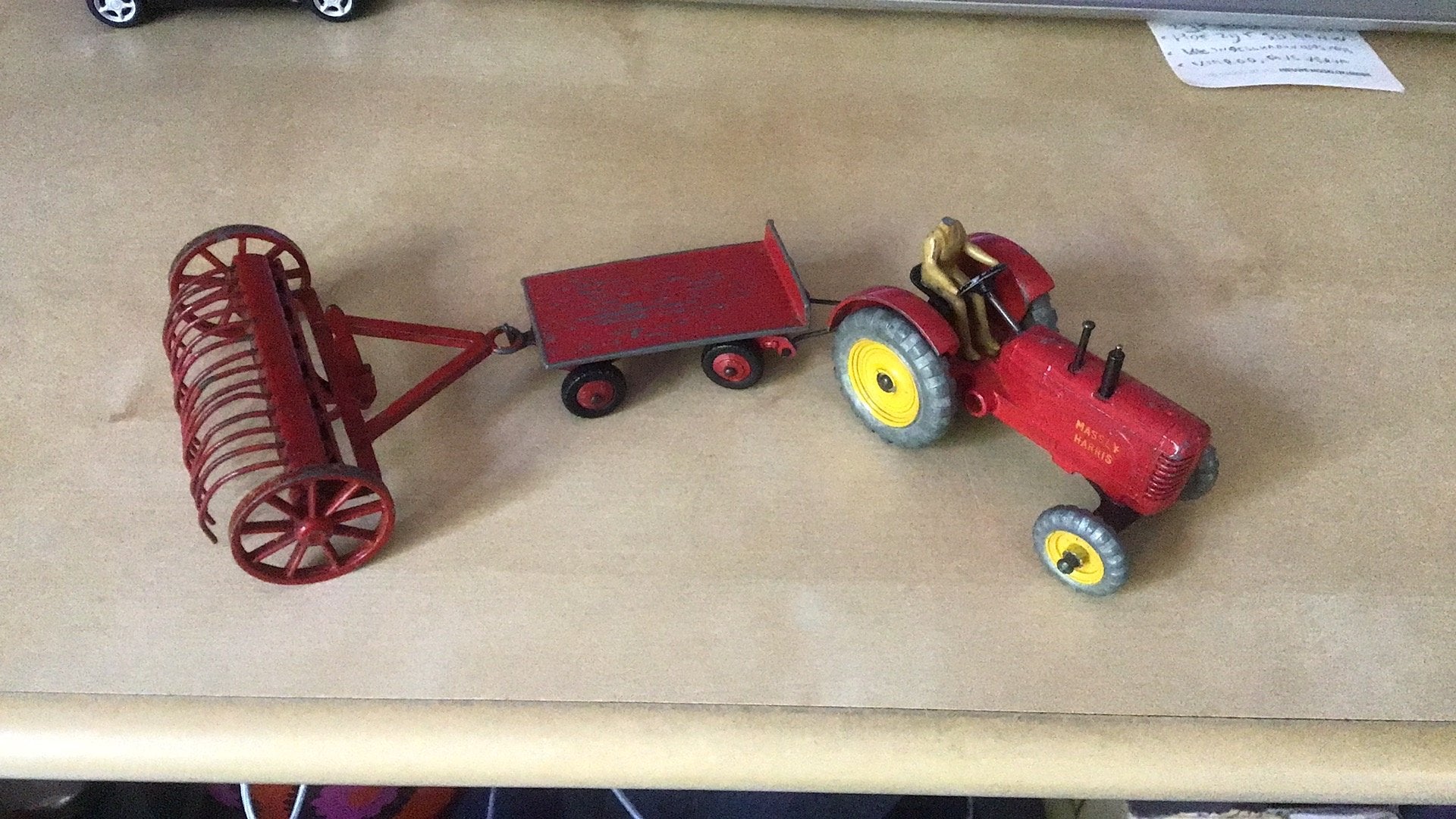 DINKY TOYS MASSEY HARRIS TRACTOR LANDBOUW  SET VAN 3 🧙🏼‍♀️, Ophalen of Verzenden, Gebruikt, Tractor of Landbouw, Dinky Toys