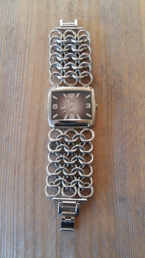 z.g.a.n. armband met dames horloge 17 cm zilverkleurig, Gebruikt, Polshorloge, Overige materialen, Ophalen