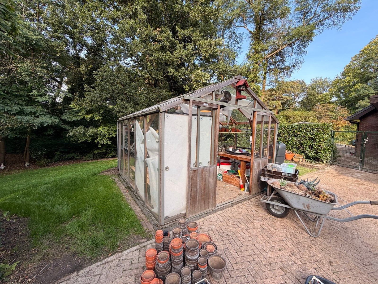 Ruime 3x3m kas met complete inrichting en verwarming, Ophalen, Gebruikt, Kweekkas, Glas
