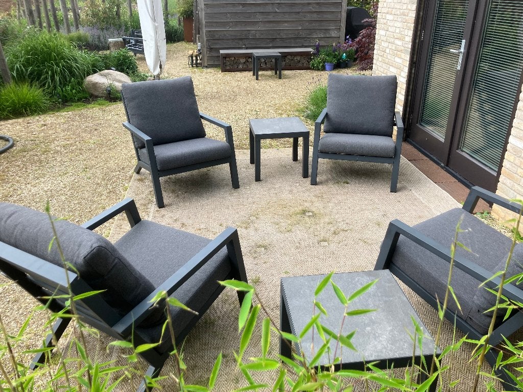 AVH - collectie Malaga tuinset met 4 loungestoelen, Ophalen, 4 zitplaatsen, Aluminium, Zo goed als nieuw